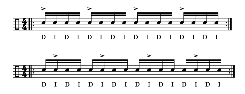 rudimento single stroke roll con acentos